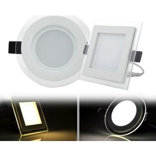 Dimmable LED Panel Light Round/Square Glass Panel Downlight 6W 9W 12W 18W 24W Recessed indoor Lighting LED Panel Lamps AC85-265V