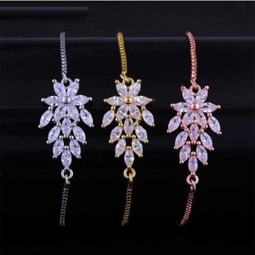 Handmade Adjustable Chains Bracelets For Women Gold/Rose Gold Flower Charm Bracelets DIY Fashion Jewelry Bracelets Wholesale