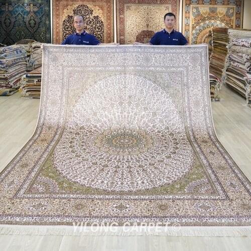 Yilong 8'x10' Handmade Silk Persian Carpet Oriental Home Decor Rug (LH175A8x10)