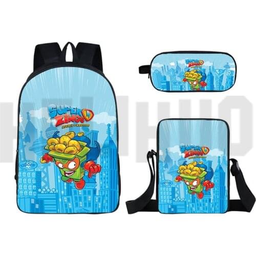 3D Print Super Zings Series 7 School Bag for Teenage Girls Anime Superzings Backpack Travel Bagpack 16 Inch 3 Pcs Set Game Type