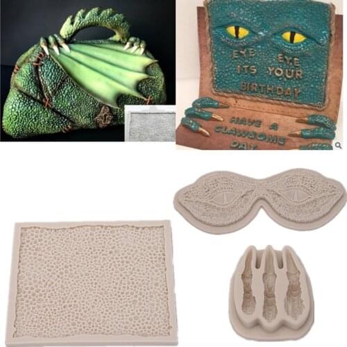 Silicone Dragon Set Eyes Skin Claws Fondant Mold Chocolate Molds Jelly Cake Decorating Tools Mold Cupcake Topper Sugarcraft