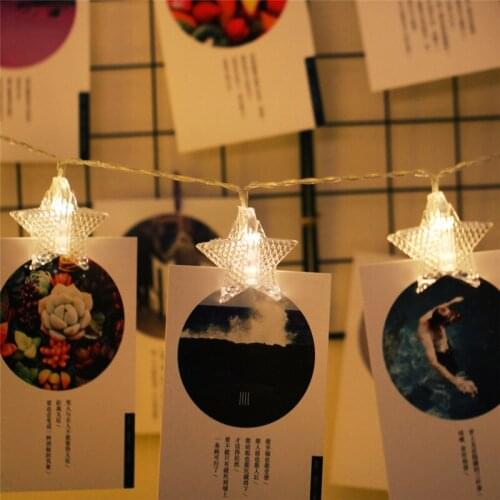 Battery Operated Fairy Lights Star Photo Clip 2.5M 20 LED String Lights for Bedroom Garden Christmas Wedding Holiday Decoration