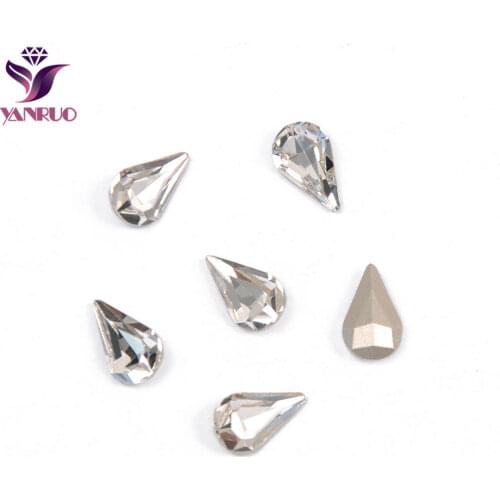 YANRUO 4300 Pear Drop Rhinestones for Crafts Ornaments Claw Base Sew on Clothes All for Needlework
