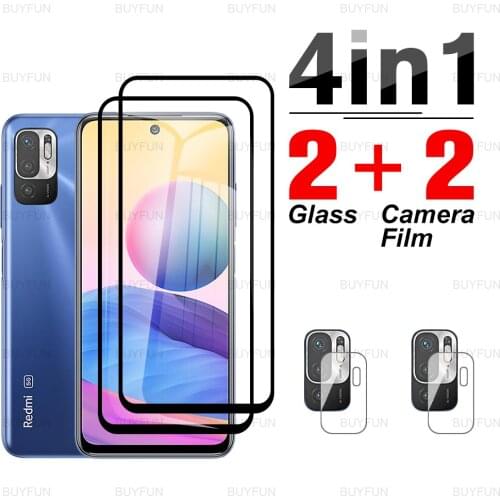 4in1 full cover front black edge protective glass on for xiaomi redmi note 10 9 8 7 pro max for redmy note 10s 9s 9t camera film