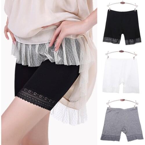 2020 Women New Sexy Cotton Seamless Safety Short Pants Lace Patchwork Under Dress Skirt Shorts Modal Breathable Short Tights