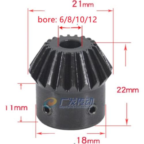 1 pair 1:2 Bevel Gear 1 Modulus 20 Teeth :40 Teeth transmission / 90 degrees bore 6mm 8mm 10mm