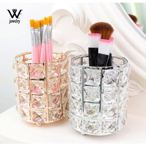 WE 1PC Multi-Purpose Crystal Jewelry Storage Holder Cosmetic Brush Makeup Organizers Pencil Bucket Pen Storage Rack Container