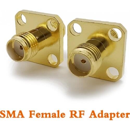 1Pcs SMA Female to Female Jack RF Coaxial Connector 4-Hole Panel Mount Straight RF Adapter SMA RF Coax Adapters