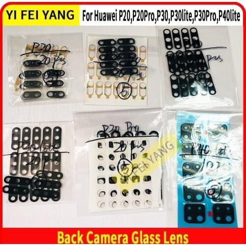 10Pcs Original Rear Back Camera Glass Lens For Huawei P20 P30 P40 Lite Pro Cover Glass Bezel With Adhesive Sticker