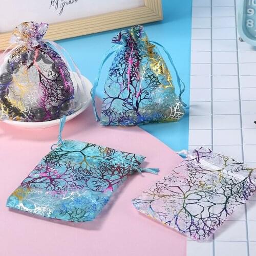 100 Pcs Colorful Organza Gift Bag Cloth Drawstring Bag for DIY Sundry Craft Pouch Gift Candy Bag Wedding Party Decor Bag