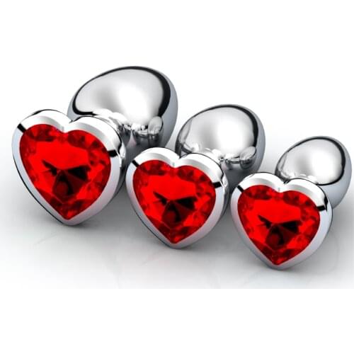 3 Sizes Anal Plug Heart Shaped Stainless Steel Crystal Anal Plug Removable Butt Plug Stimulator Sex Toys Prostate Massager Dildo
