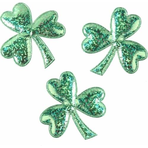 30pcs/lot ,DIY Glitter Leaf Shamrock Pads St. Patricks Day Headband Pad Apparel Hair fashion Accessories