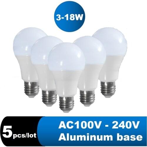 5pcs/lot LED Lamp E27 B22 Lampada Lampe Bedroom/Store Downlight Reading Replacement 3W 6W 9W 12W 15W 18W 110V 220V Cold White