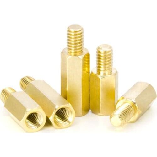 5pcs M4 Single head hexagonal copper column Motherboard stud isolation copper length8mm-100mm Thread height 6mm-8mm