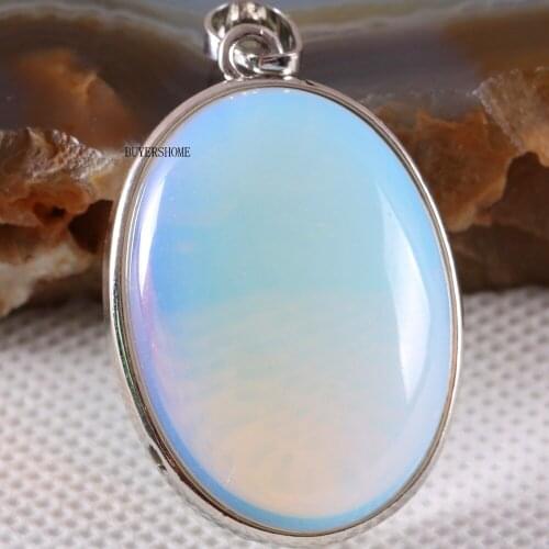 1Pcs Natural Stone Oval CAB Cabochon Bead White Opal Pendant For Necklace K664