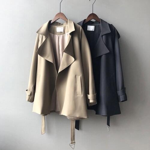 Chatbelt temperament of spring new fund is loose in pure color long coat female CS030