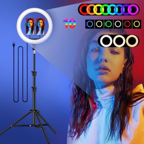 Phone Video Lights RGB Selfie LED Ring Light Dimmable Ring Lamp With Stand Tripods Rim Of Light For TIKTOK Youtube Makeup