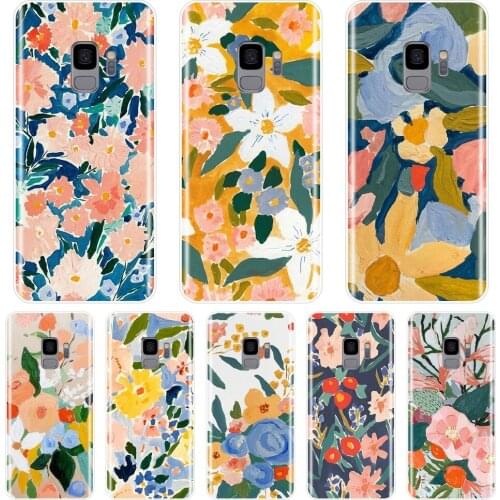 For Samsung Galaxy S5 S6 S7 Edge S8 S9 Plus Phone Case Silicone Aesthetic Flower Art Soft Back Cover For Samsung Note 4 5 8 9