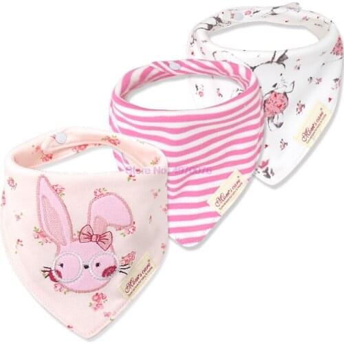 DHL 200set 3pcs/set Baby Bibs Cartoon Printing Cotton Newborn Infant Girls Boys Toddler Scarf Bandana Baby Accessory