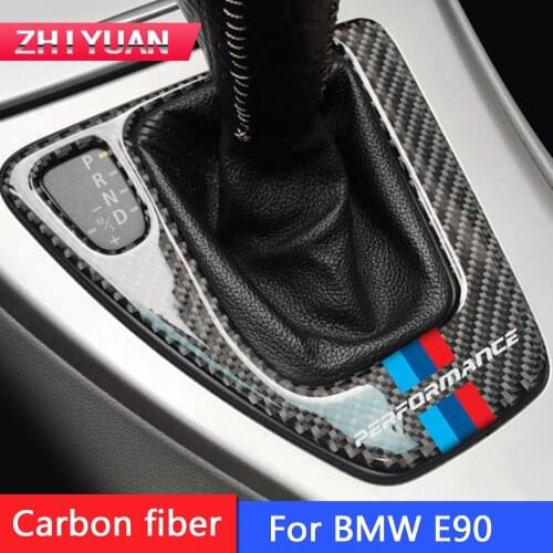 For BMW E90 E92 2005-2012 Interior Control Gear Box Shift Panel Protective Cover Carbon fiber car stickers Car Styling