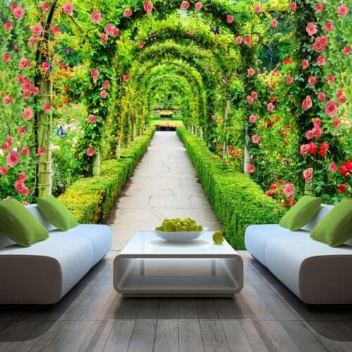 Custom mural 3D stereo flower fresh and natural green corridor wall Living room backdrop wallpaper murals