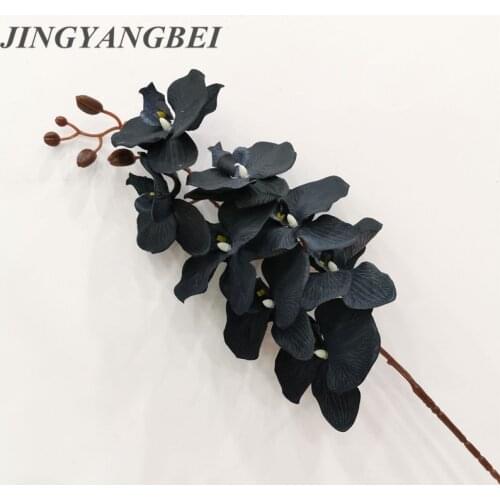 103cm 8 Head Black Silk Butterfly Orchid Artificial Flower Phalaenops Fake Flowers Wedding Home Decoration Garden Floor Flores