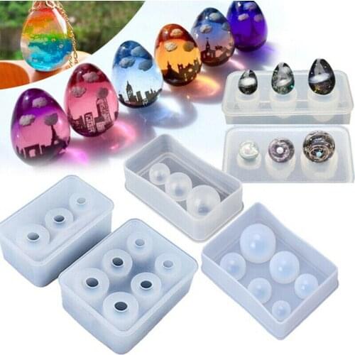 Crystal Drop Gel Silicone Ball Molds Epoxy Resin Beads 3D Resin Mold For Necklace Pendant Starry Sky Sphere Mold Jewelry