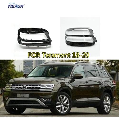 Headlamp Lens Cover for Teramont 18-20 Auto car Black frame Clear Headlamp shell Replacement