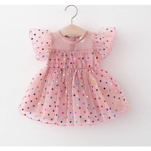 Baby Girls summer clothes outfit color polka dot princess dress for girls baby clothing 1st birthday infant dresses
