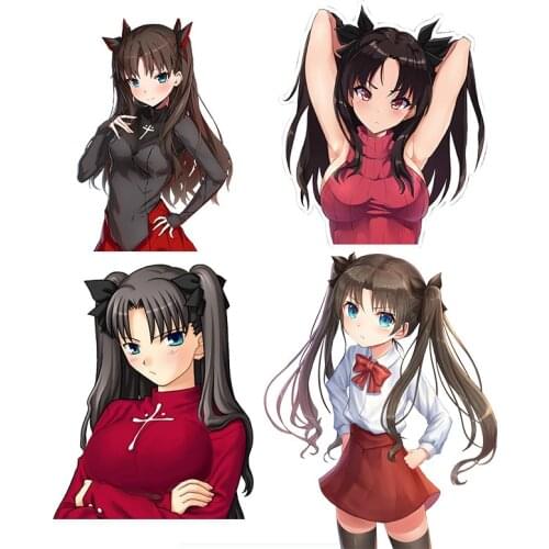 Hot Cartoon Fate Stay Night Tohsaka Rin Waifu Anime Girl Car Sticker Waterproof Vinyl Stickers School Decals Waterproof PVC