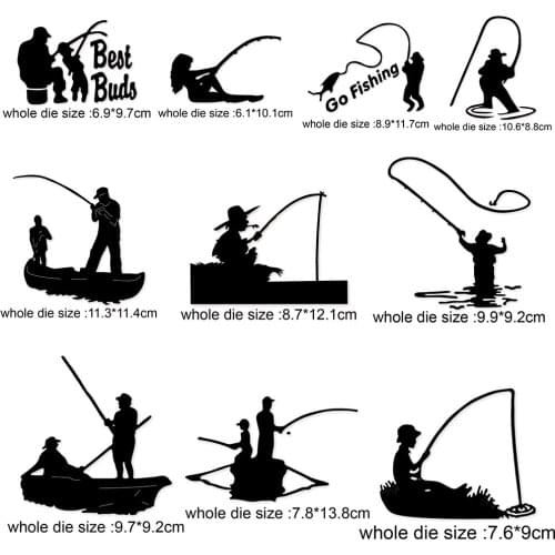 Fishing sport 2021 new card metal cutting mold craft template diy scrapbook paper photo album stamp embossed paper craft mold