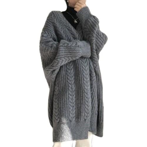 TYJTJY Fashion Sweater Womens Clothing 2021 New Large Size Loose Sweater Coat Autumn And Winter Knitted Female Cardigan