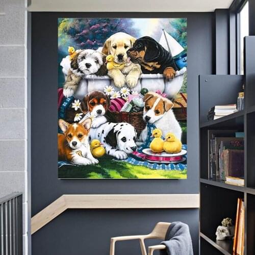 Handmade Diamond Mosaic animal 5D Diy Diamond Painting Full Square/Round Diamond Embroidery Dog duck flower picture Decor TY66