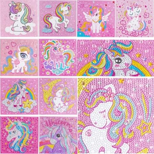 5D Diamond Painting Kits for Kids Easy DIY Crystal Art Cartoon Unicorn Full Drill Painting by Number Kits for Children Gift