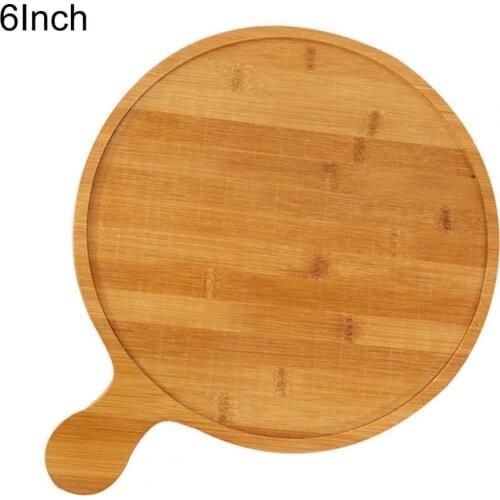6/8/9/12 Inch Pizza Tray Smooth Handle Design Bamboo Burr-free Dessert Round Baking Board Plate Dish for Home Kitchen Supplies