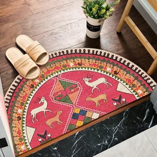 Half Round Door Mat for Entry Boho Printed Non Slip Doormat Bohemian Mandala Bathroom Area Rug Washable Stain Resistant Mats