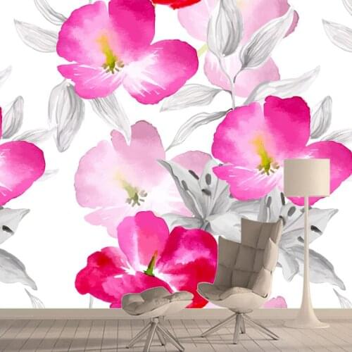 Custom 3d Pink Floral House Home Decor Prints Wallpapers Murals for Living Room Desktop Walls Paper Contact Removable Wall Rolls