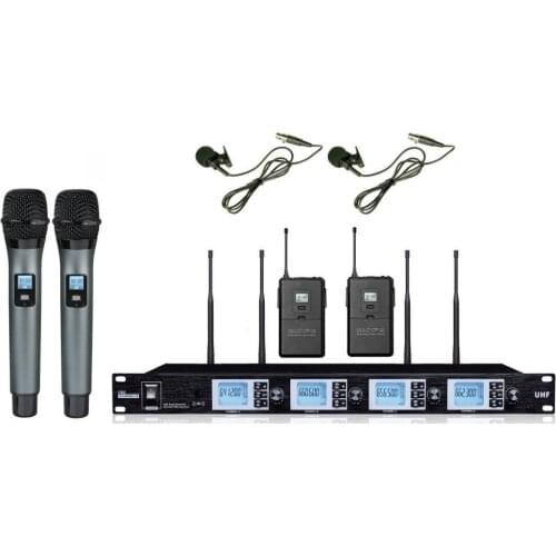 Bolymic professional wireless Vocal microphone system 4 channels PLL handheld wireless microphone lapel microfone system