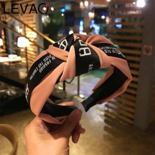 LEVAO Korean Fashion Letter Lace Solid Knot Bezel Turban Girls Headwear Headband Women Hairband Ladies Non-slip Hair Accessories