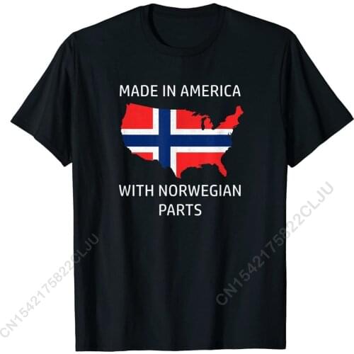 Made In America With Norwegian Parts - Norway And USA Pride T-Shirt Casual T Shirt Cotton Male Top T-shirts Casual Fitted