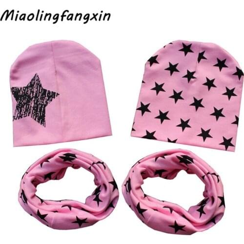 Spring Autumn Boy Cap Girl Bufandas Kids Warm Neckerchief Baby Beanies Children O Ring Collar Cotton Scarf Hat 2 Piece Set