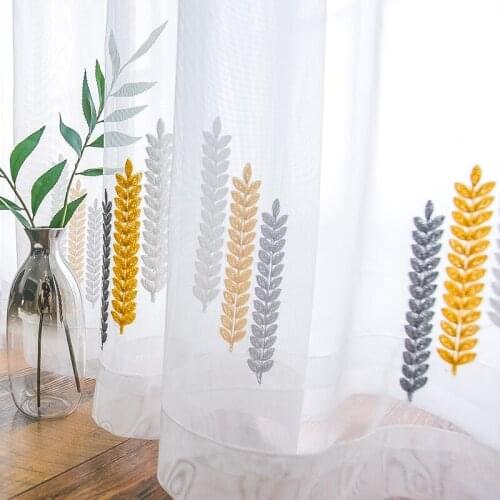 Schuth Leaf Tulle Sheer Curtains for Living Room the Bedroom Modern Tulle Voile Organza Curtains Fabric Drapes