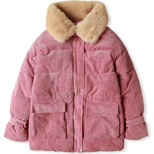 Cotton-padded Jacket Womens Short Korean Loose Winter Lamb Wool Padded Jacket 2021 New Corduroy Jacket Womens Winter Jacket