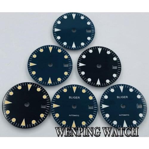 Bliger 28.5mm sterile watch dial luminous dial fit ETA 2836/2824 Miyota 8205 8215 821A Mingzhu DG2813/3804 movement