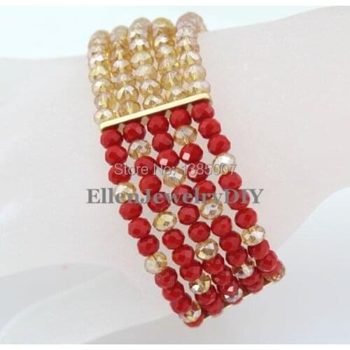 Splendid 5 Rows Crystal Bracelet Nigerian Crystal Beads Bracelet Statement Bridesmaid Bracelet Gift African Bridal Jewelry