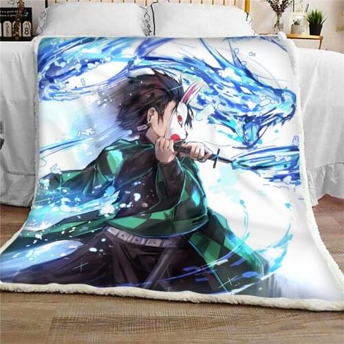 Japan Anime Blanket Demon Slayer Kimetsu no Yaiba Printed Bedroom Bedspread Comfortable Sofa Quilts Fleece Throw Blankets Manta