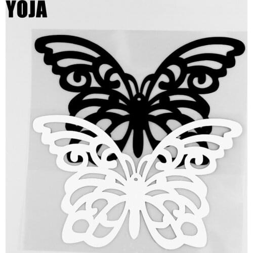 YOJA 16.7×10.4CM Vinyl Decal Lovely Butterfly Cartoon Animals Car Stickers Pattern Black/Silver 19C-0219
