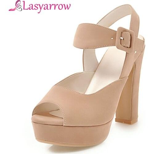 Lasyarrow Women Sandal Summer Sexy Ladies Peep Toe Heels Sandals Female Sandals Thick With Casual Women Shoes High Heels RM467