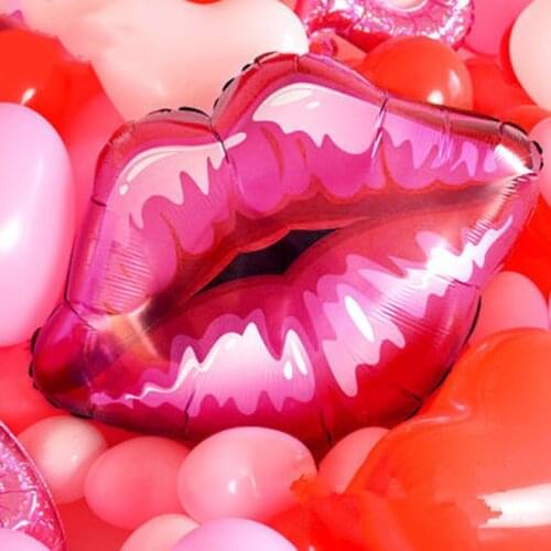 1 pcs/lot 75*75cm lip helium balloons love globos rose red lip balloon for Valentines Day kiss me foil balloon wedding decor