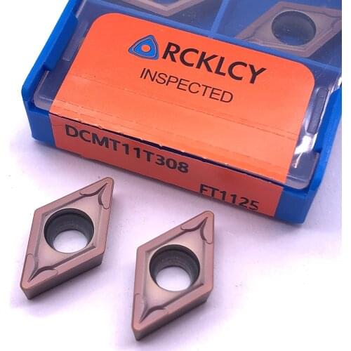 10pcs RCKLCY Carbide DCMT11T308 FT1125 tungsten turning inserts for steel stainless steel CNC lathe tools